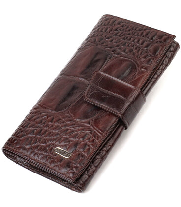 Превосходное стильное мужское портмоне из натуральной кожи с тиснением под крокодила CANPELLINI 21846 Коричневое картинка, изобр