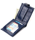 Гарний горизонтальний гаманець для чоловіків з натуральної шкіри з тисненням йод рептилію CANPELLINI 21889 Синий картинка, зобра
