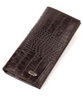 Стильный мужской вертикальный бумажник из натуральной кожи с тиснением под крокодила CANPELLINI 21900 Коричневый картинка, изобр