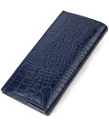 Красивый мужской вертикальный бумажник из натуральной кожи с тиснением под крокодила CANPELLINI 21901 Синий картинка, изображени