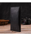 Фактурный мужской вертикальный бумажник из натуральной кожи с тиснением CANPELLINI 21906 Черный картинка, изображение, фото