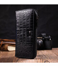 Місткий жіночий гаманець з натуральної шкіри з тисненням під крокодила BOND 21980 Чорний картинка, зображення, фото