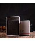 Компактный мужской бумажник из натуральной зернистой кожи без застежки BOND 21989 Коричневый картинка, изображение, фото