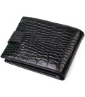Місткий невеликий гаманець для чоловіків з натуральної шкіри з тисненням під крокодила BOND 21997 Чорний картинка, зображення, ф