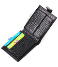 Місткий невеликий гаманець для чоловіків з натуральної шкіри з тисненням під крокодила BOND 21997 Чорний картинка, зображення, ф