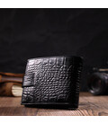 Мужской фактурный горизонтальный кошелек из натуральной кожи с тиснением под крокодила BOND 22008 Черный картинка, изображение, 