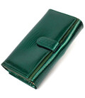 Лакований жіночий гаманець із блоком для візиток з натуральної шкіри ST Leather 19424 Зелений картинка, зображення, фото