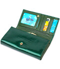 Лакированный женский кошелек с блоком для визиток из натуральной кожи ST Leather 19424 Зеленый картинка, изображение, фото