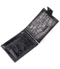 Превосходный мужской зажим из натуральной лакированной фактурной кожи под крокодила KARYA 21043 Черный картинка, изображение, фо