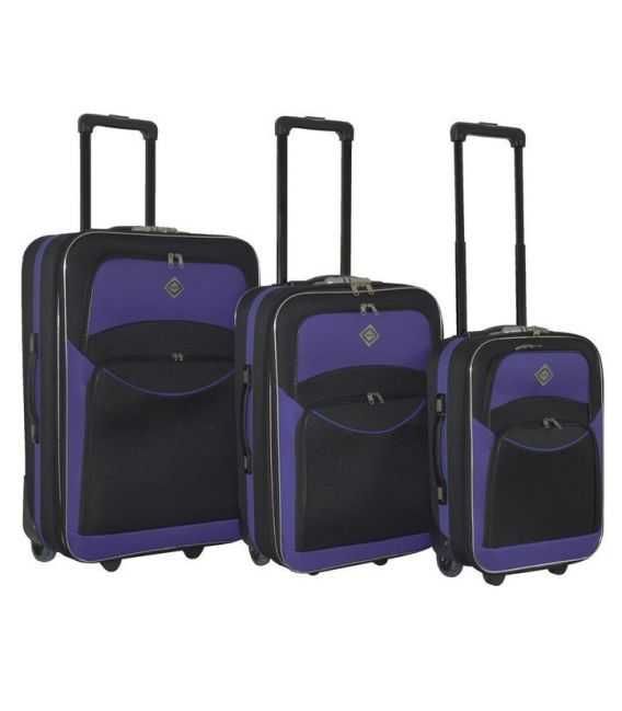 Набір Валіз Bonro Best чорно-фіолетовий - картинка, зображення, фото валізи