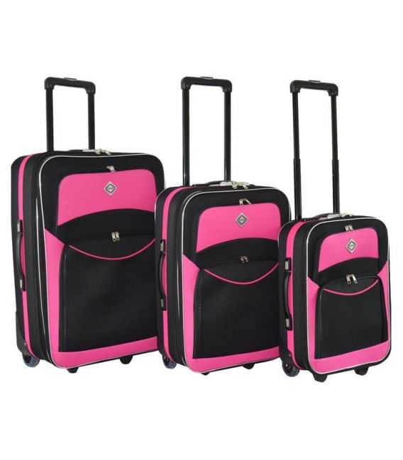 Набор Чемоданов Bonro Best черно-розовый фото, картинка, изображение