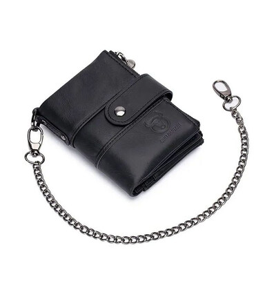 Чоловічий гаманець розкладний чорний з ланцюжком TW080A Bull картинка, изображение, фото