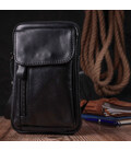 Вертикальная мужская сумка на пояс из натуральной кожи Vintage 22563 Черный картинка, изображение, фото