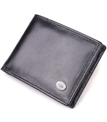 Компактний затиск для грошей із натуральної гладкої шкіри ST Leather 19416 Чорний картинка, зображення, фото