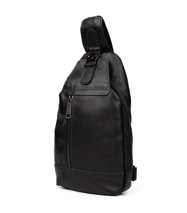 Чоловічий рюкзак слінг шкіряний чорний TARWA GA-0116-3md картинка, зображення, фото