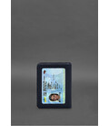 Кожаная обложка для водительского удостоверения, ID и пластиковых карт 2.1 синяя картинка, изображение, фото