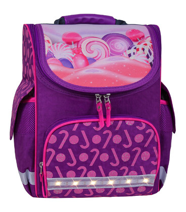 Рюкзак школьный каркасный с фонариками Bagland Успех 12 л. фиолетовый 409 (00551703) картинка, изображение, фото
