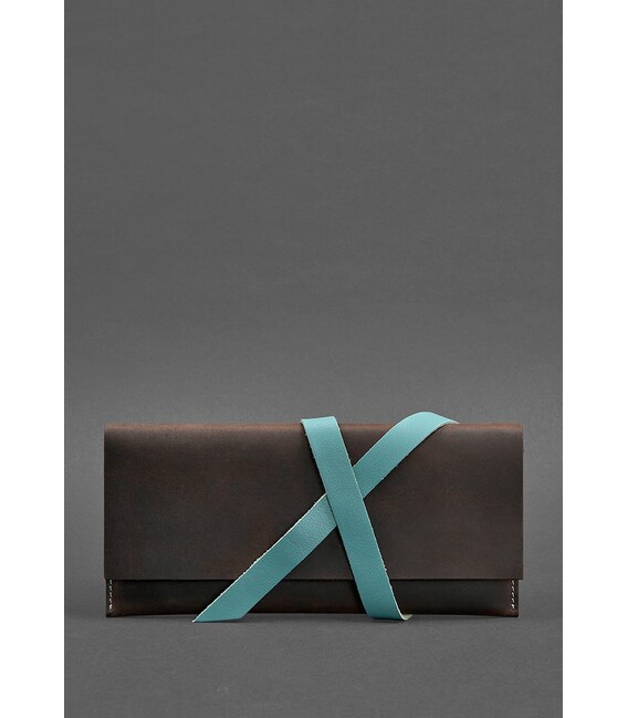 Кожаный женский тревел-кейс Voyager 1.0 темно-коричневый с бирюзовым фото, картинка, изображение