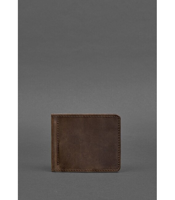 Мужское кожаное портмоне темно-коричневое 1.0 зажим для денег фото, картинка, изображение