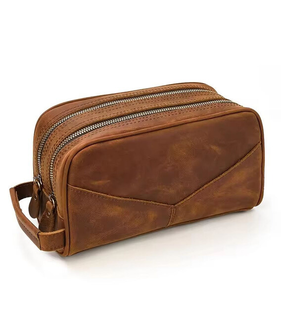 Косметичка несесер на два відділення Tiding tid9544B коньячна фото, картинка, изображение