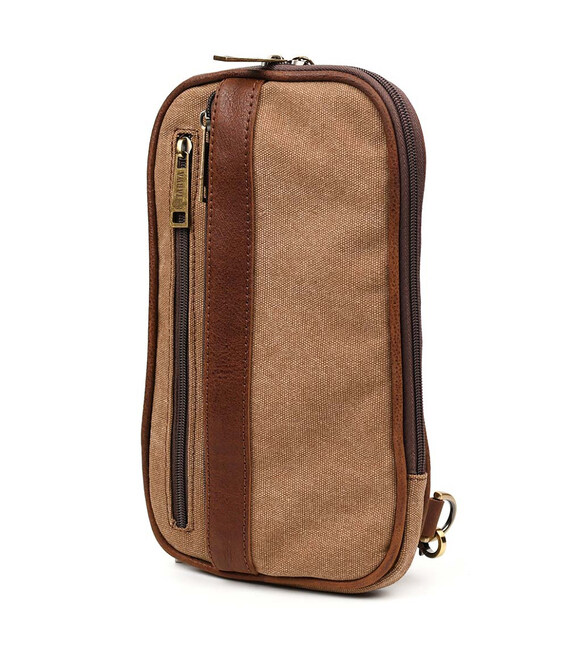 Чоловічий рюкзак слінг із канвасу та шкіри TARWA GBc-1537-4lx фото, картинка, изображение