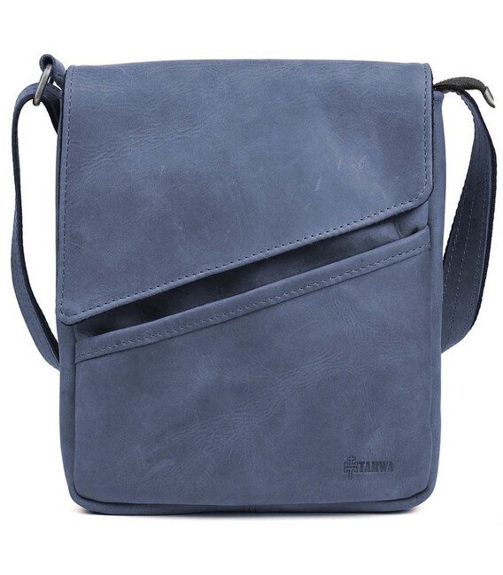 Чоловічі шкіряні сумки через плече RK-1302-3md TARWA синя крейзі хорс фото, картинка, изображение