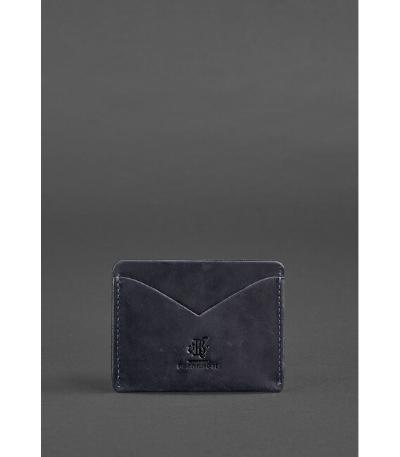 Кожаная визитница 5.0 синяя Crazy Horse фото, картинка, изображение