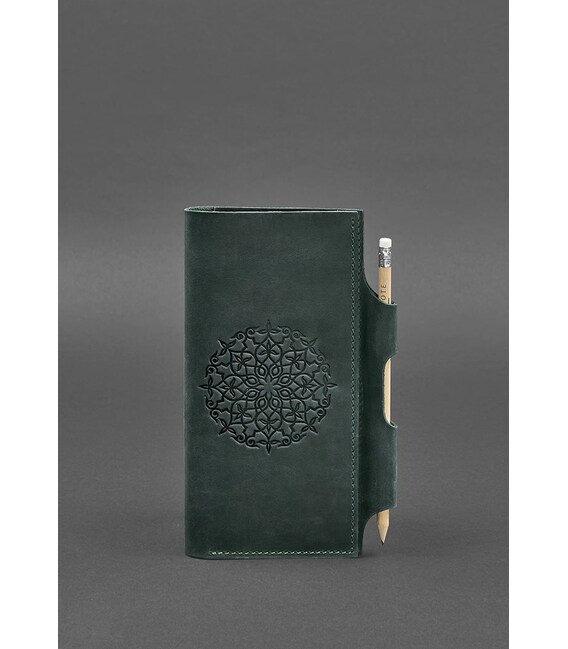 Кожаный женский тревел-кейс 3.0 зеленый с мандалой фото, картинка, изображение