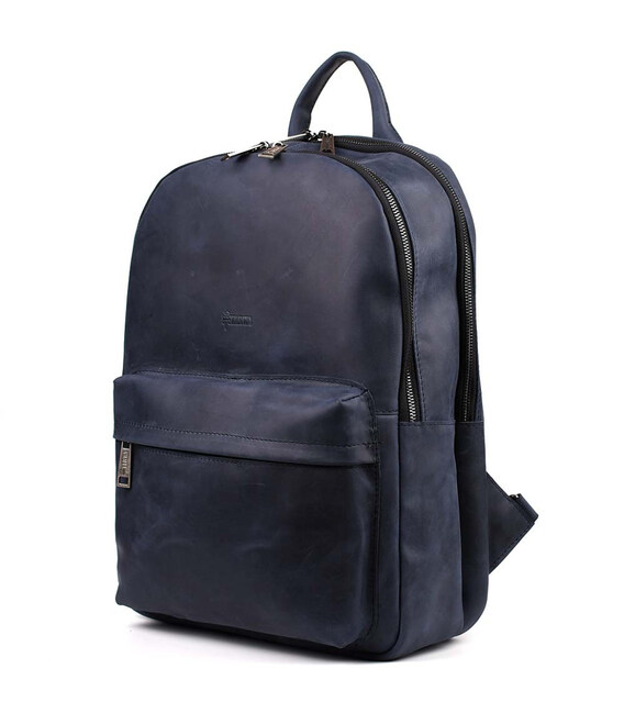 Чоловічий рюкзак шкіряний TARWA RK-7273-3md синій крейзі хорс фото, картинка, изображение