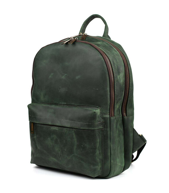 Чоловічий шкіряний рюкзак TARWA RE-7273-3md зелений крейзі хорс фото, картинка, изображение