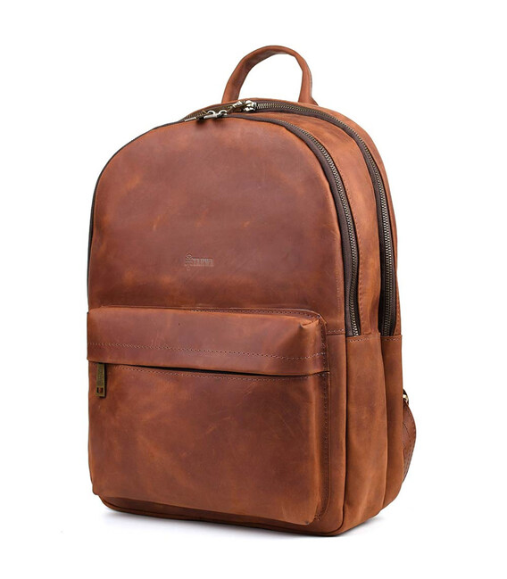 Чоловічий шкіряний рюкзак TARWA RB-7273-3md коньячний крейзі хорс фото, картинка, изображение