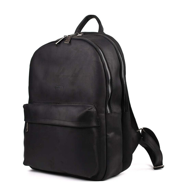 Чоловічий рюкзак шкіряний TARWA RA-7273-3md чорний крейзі хорс фото, картинка, изображение