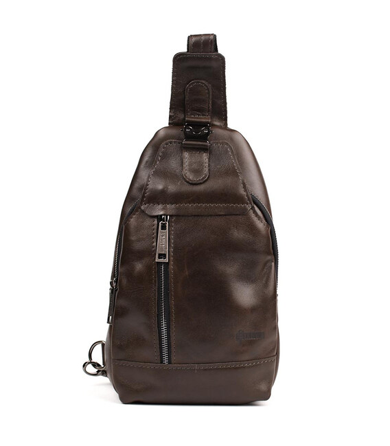 Чоловічий рюкзак слінг шкіряний коричневий TARWA GX-0116-3md фото, картинка, изображение