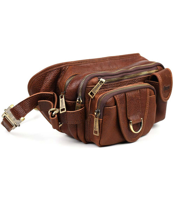 Шкіряна чоловіча сумка напоясна GB-1560-4lx TARWA коньячна фото, картинка, изображение