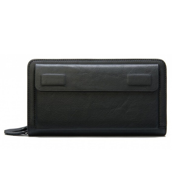 Чоловічий клатч шкіряний bx9069A-2 у чорному кольорі на два відділення фото, картинка, изображение