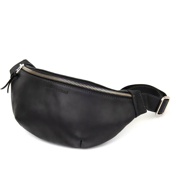 Шкіряна сумка на пояс бананка Grande Pelle 741110 чорний крейзі хорс фото, картинка, изображение