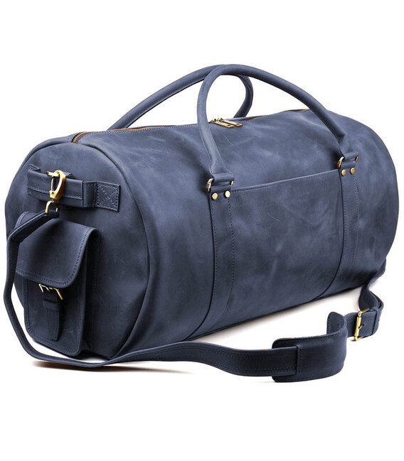 Дорожня сумка баул із натуральної шкіри RK-6564-4lx TARWA синя фото, картинка, изображение