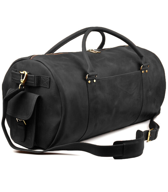 Дорожня сумка баул із натуральної шкіри RA-6564-4lx TARWA чорна фото, картинка, изображение