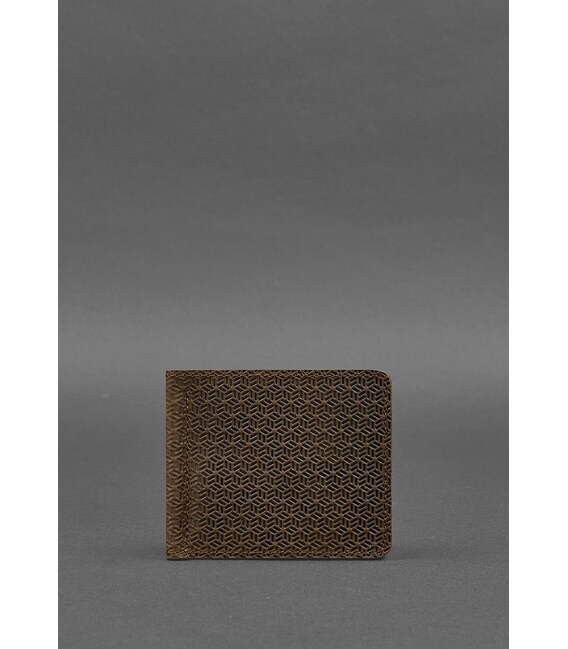 Мужское кожаное портмоне темно-коричневое 1.0 зажим для денег Карбон фото, картинка, изображение