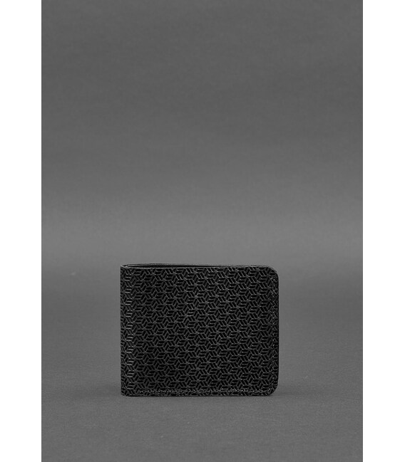 Мужское кожаное портмоне 4.1 (4 кармана) черное Карбон фото, картинка, изображение