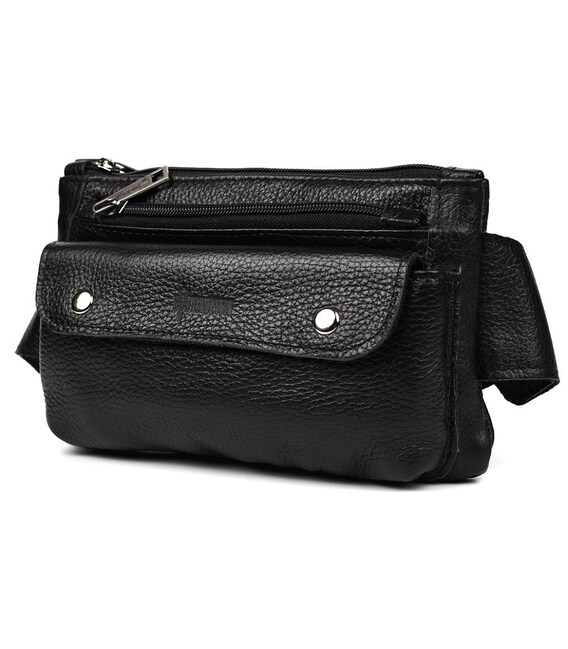 Сумка на пояс із натуральної шкіри, бананка FA-8136-3md TARWA чорний флотар фото, картинка, изображение