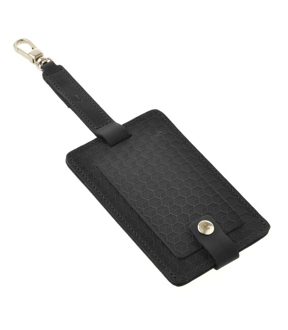 Шкіряна бірка для багажу Бланк-тег чорна Карбон картинка, зображення, фото