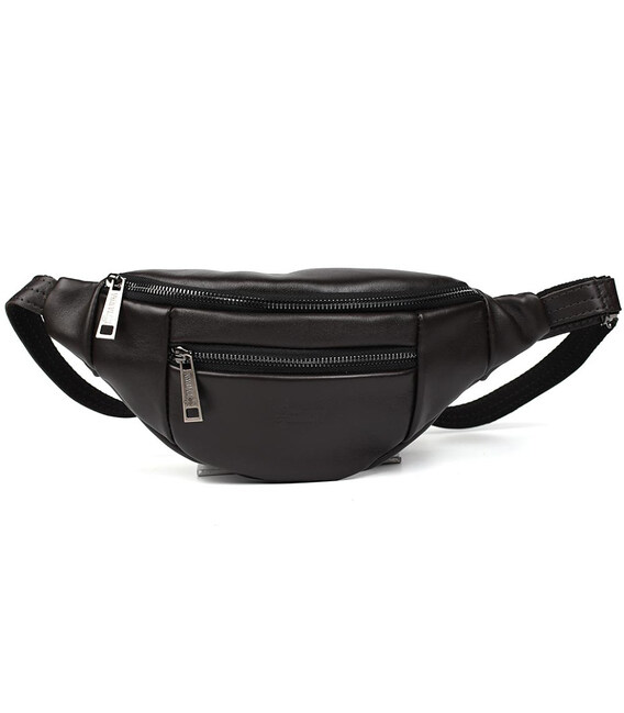 Шкіряна бананка на два відділення з передньою кишенею TARWA GC-8040-3md коричнева фото, картинка, изображение