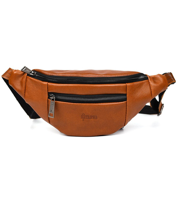 Шкіряна бананка на два відділення з передньою кишенею TARWA GB-8040-3md коньячна фото, картинка, изображение