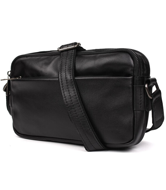 Сумка через плече шкіряна на два відділення GA-0745-3md TARWA чорна фото, картинка, изображение