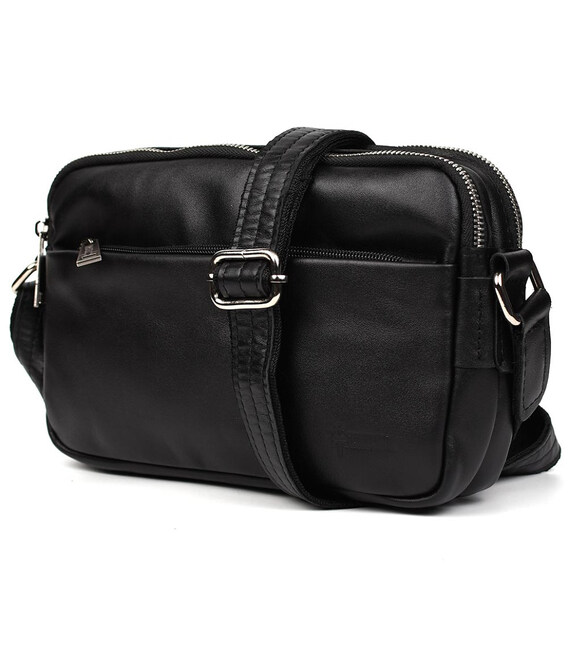 Сумка через плече шкіряна на два відділення GA-0745-4lx TARWA чорна фото, картинка, изображение