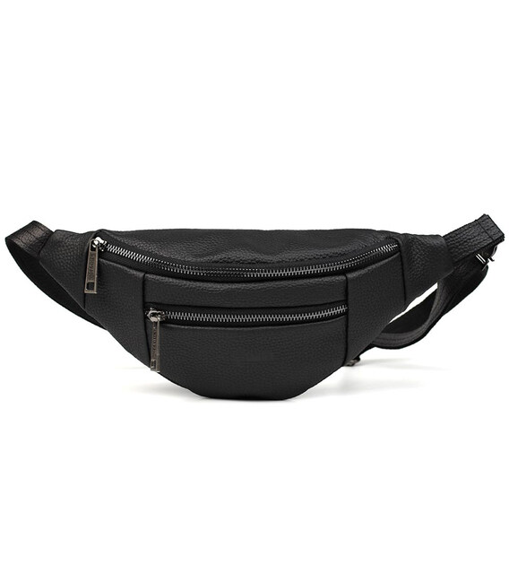 Шкіряна бананка на два відділення з передньою кишенею TARWA FA-8040-3md чорний флотар фото, картинка, изображение