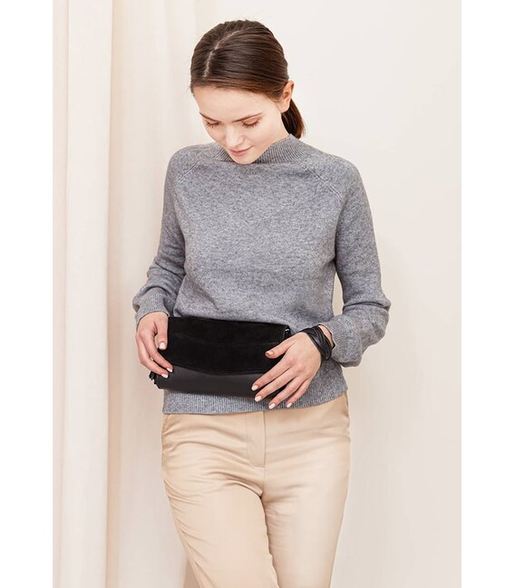 Кожаная женская сумка Элис черная Велюр фото, картинка, изображение