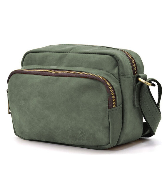 Невелика чоловіча сумка через плече на 2 відділення TARWA RE-60125-3md зелена фото, картинка, изображение