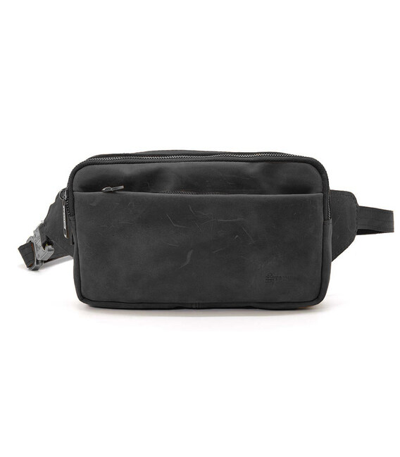 Сумка напоясна на два відділення TARWA RA-0704-3md чорна шкіра фото, картинка, изображение